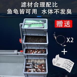 周转箱养龟缸鱼龟混养生态沼泽塑料一体大乌龟缸R龟箱带过滤水族