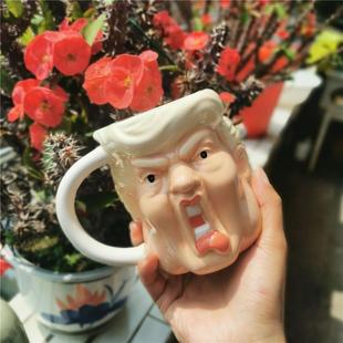 川普陶瓷马克杯子高级感轻奢大容量创意搞怪咖啡杯子恶搞水杯礼物