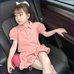 巴拉巴柆女童夏季套装2024最新款韩版POLO领短裤短袖时尚洋气薄款