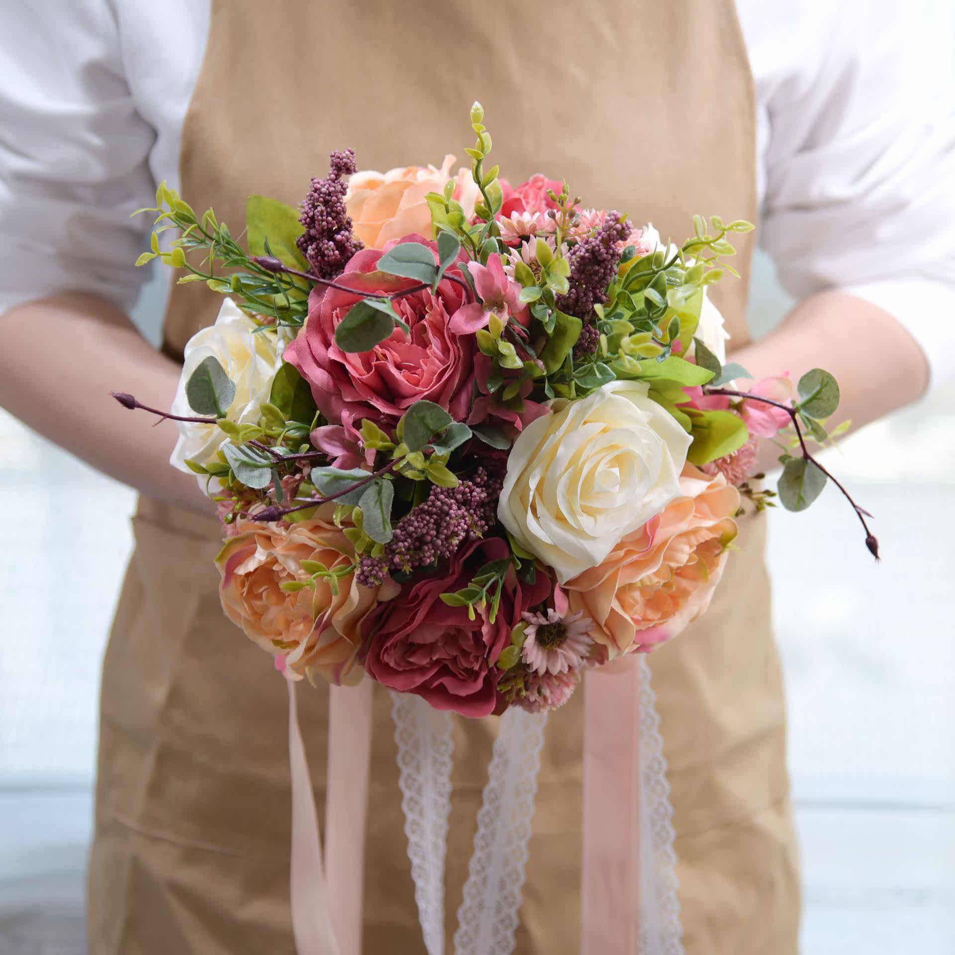 永恒天使944 新娘婚礼婚庆用品 式仿真玫瑰花 姐妹团手持花束