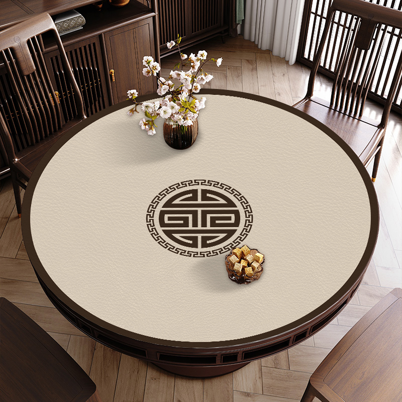 新中式圆桌桌布古典中国风茶几饭桌垫圆形防烫隔热耐高温防水防油