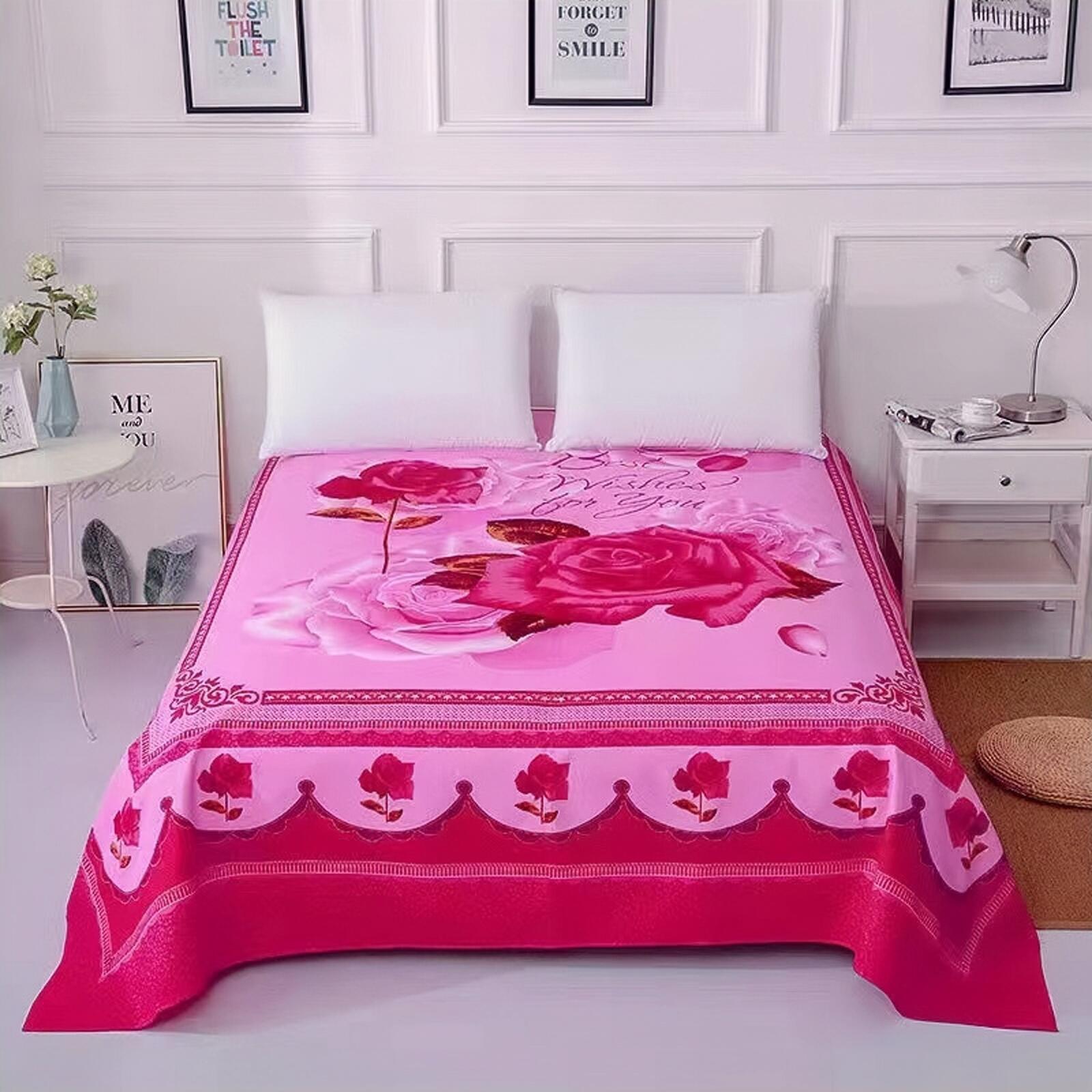 清仓处理仿纯棉加厚磨毛床单床盖单件2米4双人加大大版花3D床单