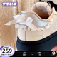 TTKJ2024新款蝴蝶结蕾丝芭蕾鞋小白鞋女鞋大圆头银色丑萌厚底可爱