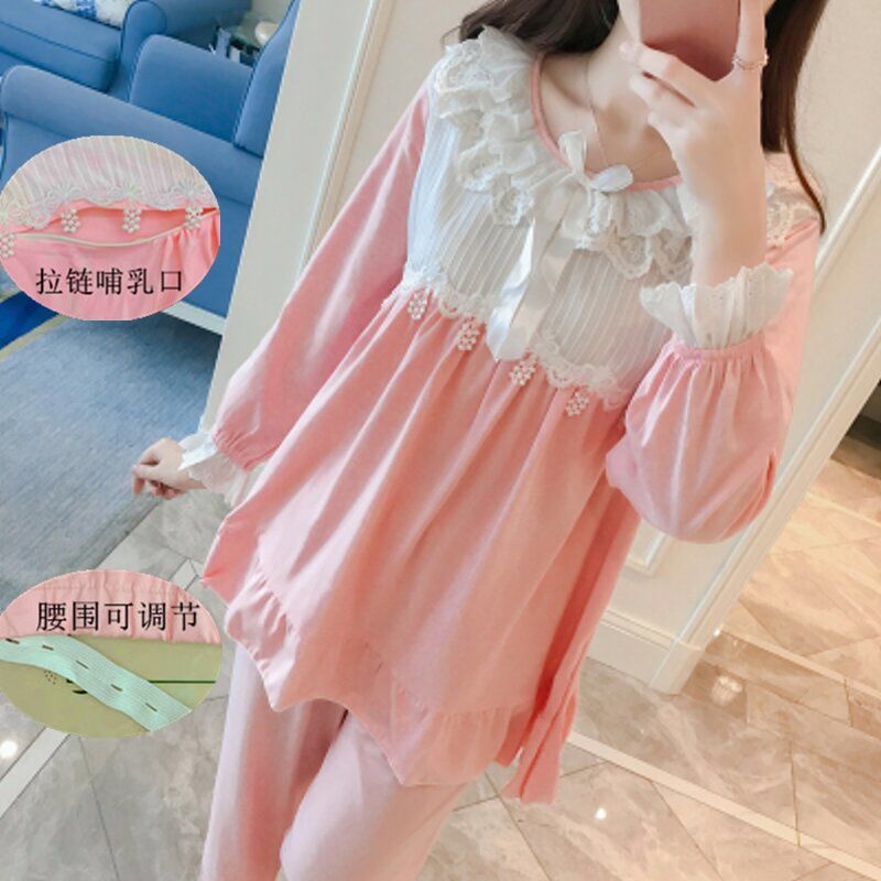 月子服春秋长袖产后夏季薄款3月份4哺乳喂奶产妇孕妇睡衣女家居服