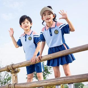 一年级小学生夏季短袖班服套装儿童运动校服英伦学院风幼儿园园服