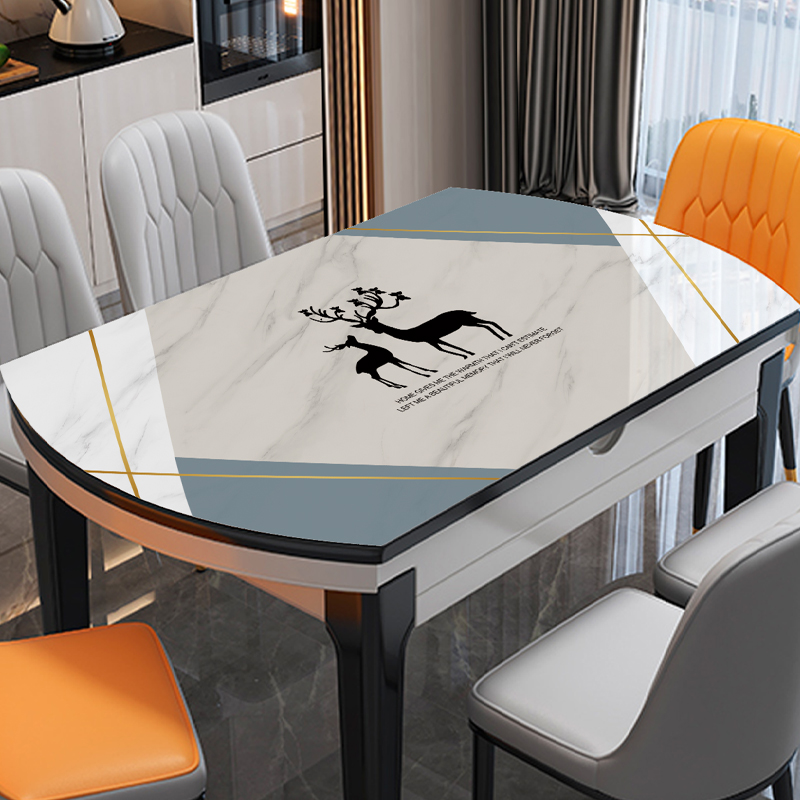 椭圆形餐桌垫免洗防水防油防烫轻奢高级感PVC软玻璃折叠圆桌桌布
