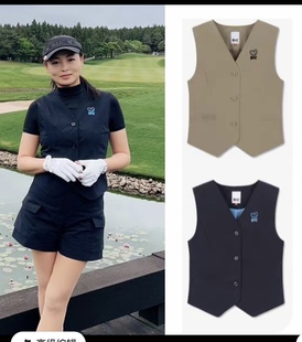 29#I011 高尔夫球服上衣 夏golf女款字标V领系扣马甲韩国小恶魔