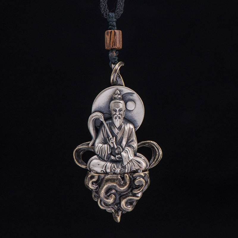 太上老君吊坠桃木小叶紫檀木质木雕三清神仙画像神像项链挂件饰品项坠