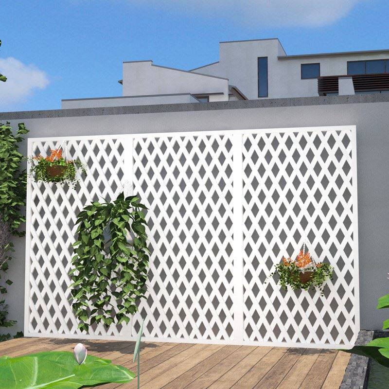 防腐木栅栏网格花架花园白色篱笆围墙装饰爬藤架围栏户外庭院隔苗木
