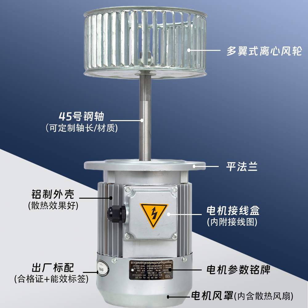 耐温加长轴高速电机0.37专kwVQS风烘箱烤箱化工热循环用轴高流搅