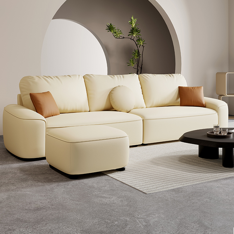 现代简约防水防刮猫爪皮沙发客厅高回弹海绵北欧舒适直排皮艺沙发