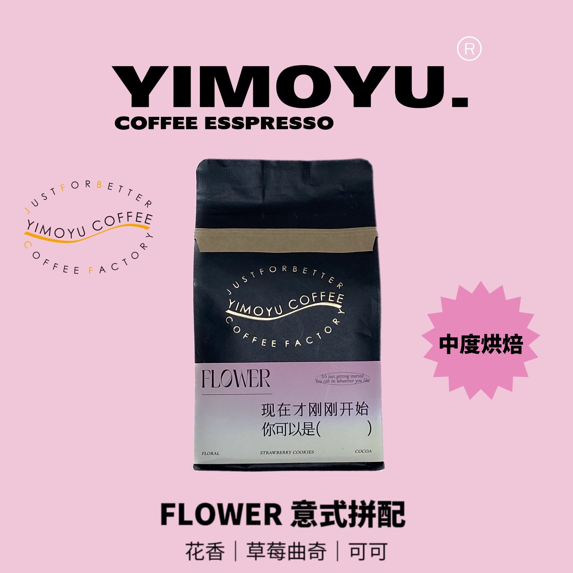 摸鱼二号FLOWER 花香拼配精品意式咖啡豆 新鲜烘焙250g