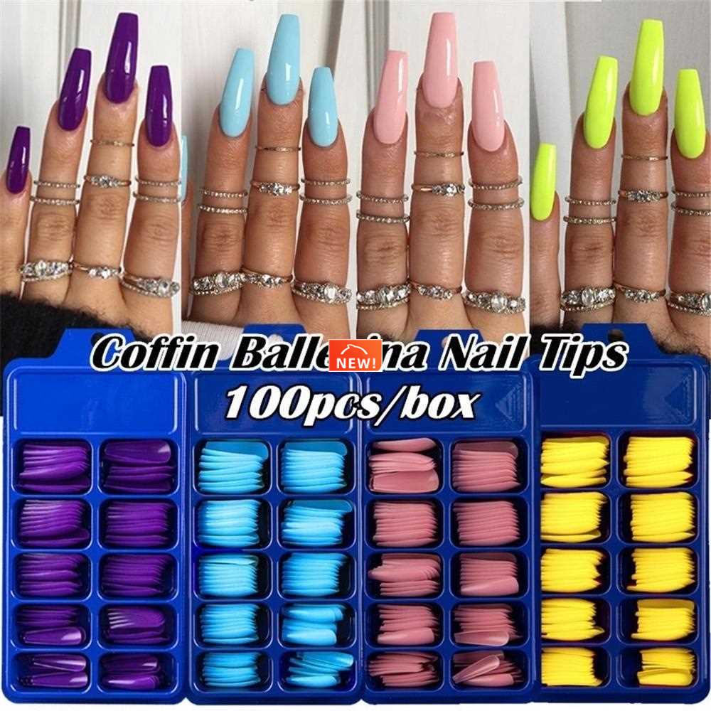 24/100Pcs Candy Color False Nail Tips Full Cover Matte Acryl