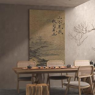 网红新中式古典风景字画客餐厅民宿玄关茶室壁画意境山水竖版装饰