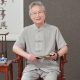 中老年夏季唐装男士短袖套装爷爷生日爷爷过寿中式礼服外套60岁70