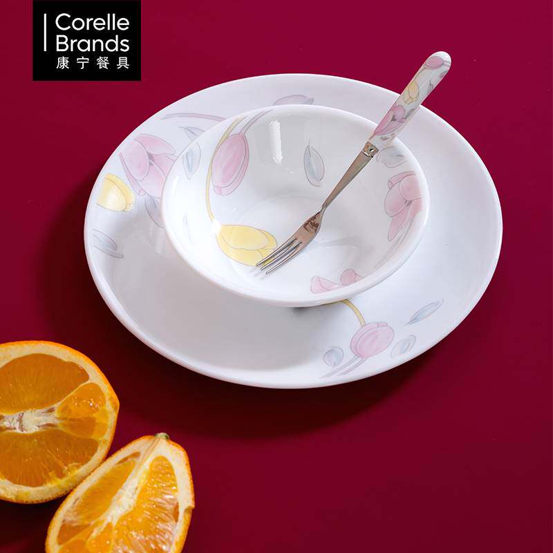 康宁餐具郁金香玻璃碗碟单品美国进口官方正品家用饭碗耐热单个装