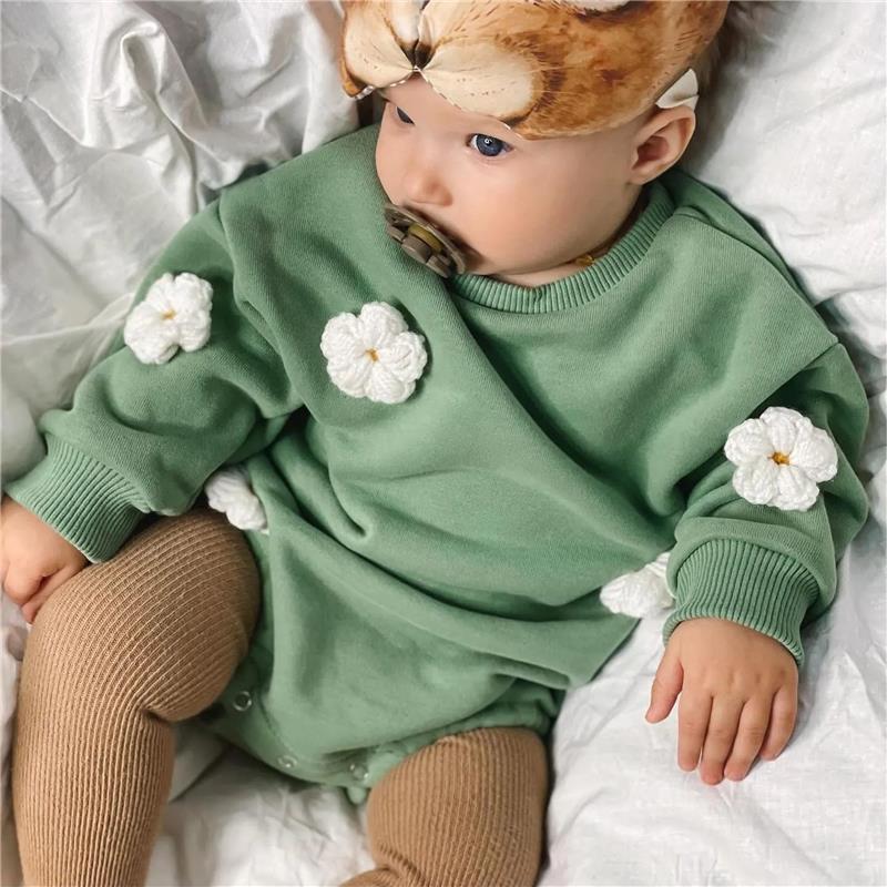 2023 Spring Baby Clothes Flowers Sweatshirt Romper Baby Girl