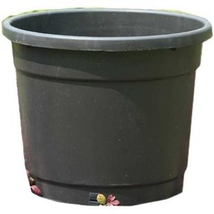 圆形黑色反边侧孔直桶高加仑塑料花盆大中小号种树绣球绿植送托盘