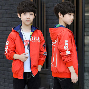 男童两面穿外套春秋季韩版潮帅气休闲百搭学生夹克秋冬双面穿上衣