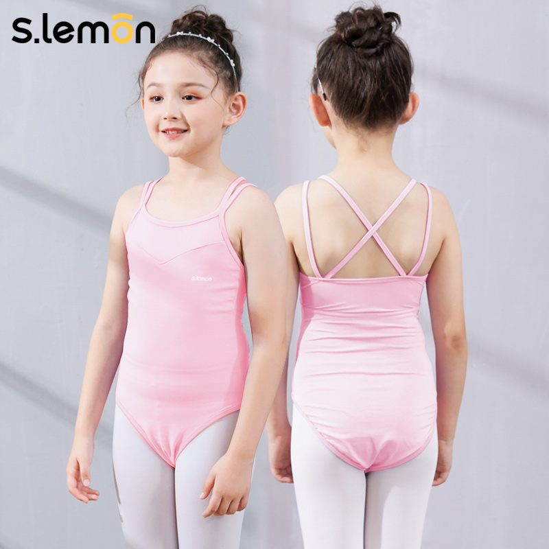 superlemon儿童舞蹈演出服吊带芭蕾舞连体练功服中国舞体操形体服