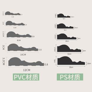 新中式电视背景墙边框装饰条PVC线条吊顶镜框包边压边仿实木线条