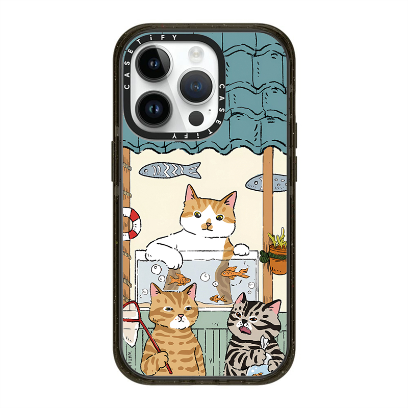 【新品】漫画猫咪CASETi苹果magsafe磁吸手机壳15ProMax黑框亚克力保护套适用iPhone14Promax情侣13pro/12女