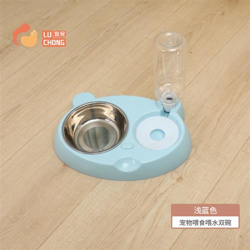 猫脸宠物碗 喂食喂水二合一不锈钢狗碗泰迪柯基 猫自动饮水器