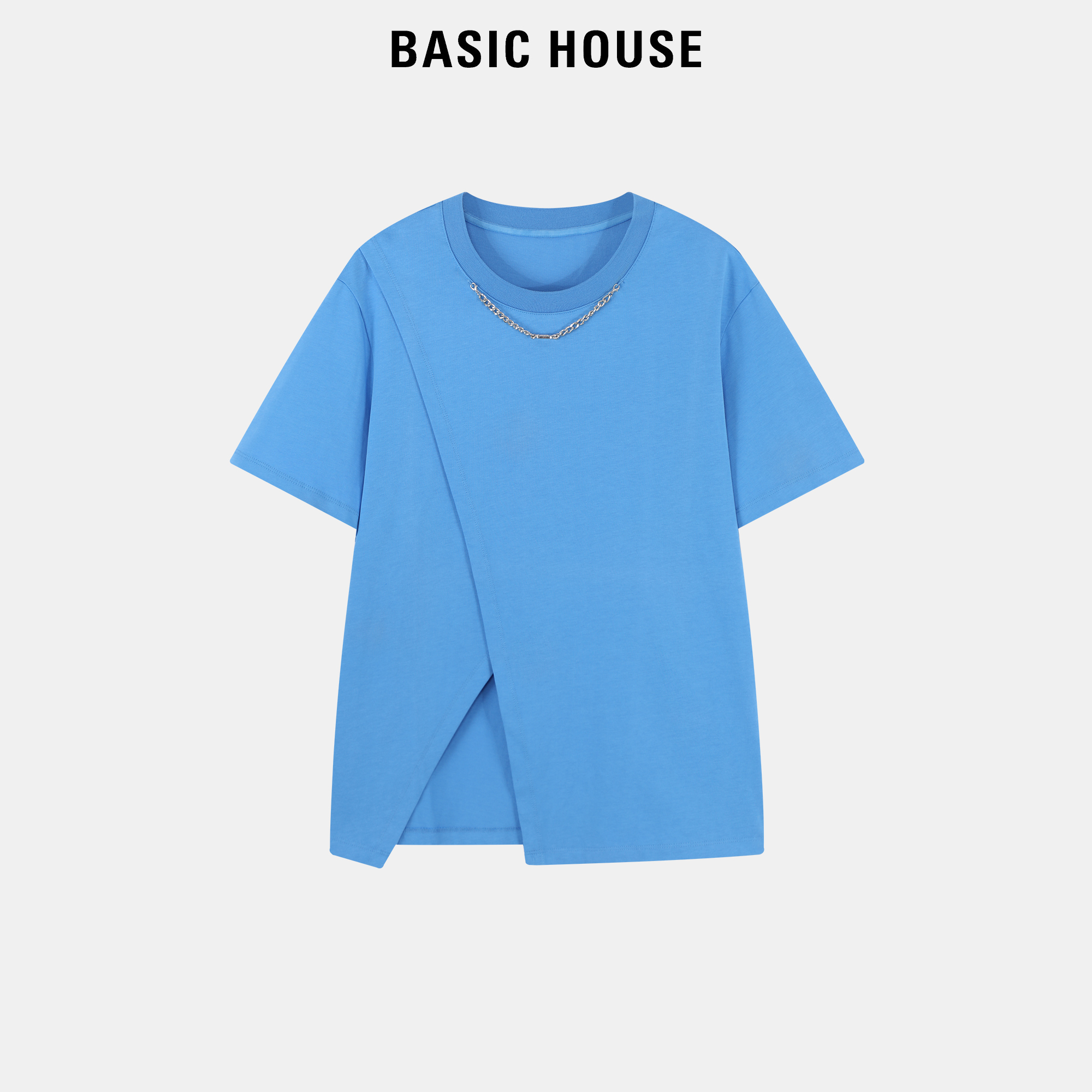 Basic House/百家好通勤简约短袖女t恤夏2024新款别致绝美小上衣