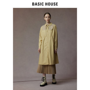 Basic House/百家好连衣裙女2024春季新款休闲韩版高级长袖连衣裙