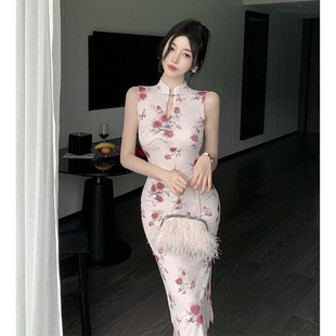 新中式国风复古性感紧身开叉包臀改良旗袍连衣裙女夏季新款高级感