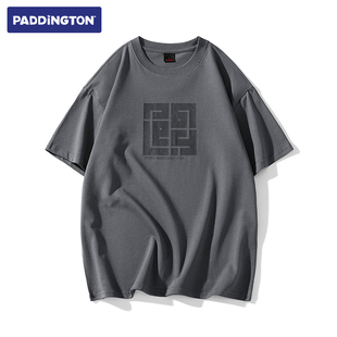帕丁顿熊 短袖T恤男2024夏季新款美式潮流宽松休闲百搭圆领上衣