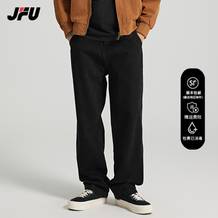 JFU 美式高街黑色牛仔裤男生春夏季2024新款宽松直筒休闲长裤子男