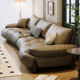 意式极简真皮沙发客厅2024新款头层牛皮现代轻奢弧形复古欧式沙发