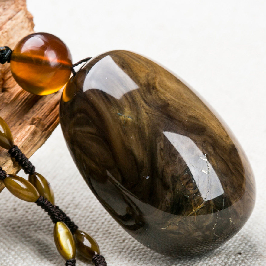 38.7g(带链) 天恒 天然缅甸琥珀 蜜蜡褐色【裸料】挂件