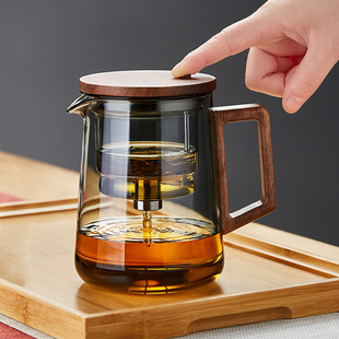 飘逸杯泡茶壶全玻璃茶水分离杯按压式一键过滤高档冲茶器茶具套装