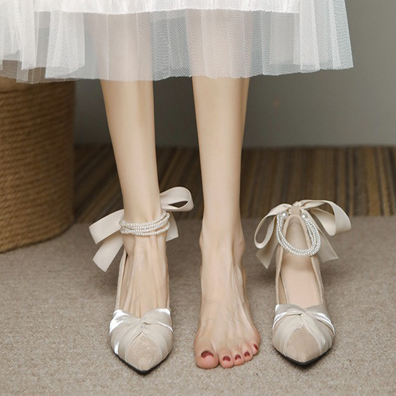 法式高跟鞋女春季新款粗跟仙女风配裙子伴娘鞋设计感小众气质单鞋