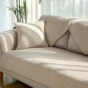 2024新款夏季棉麻沙发垫简约现代四季通用布艺坐垫防滑全包客厅沙