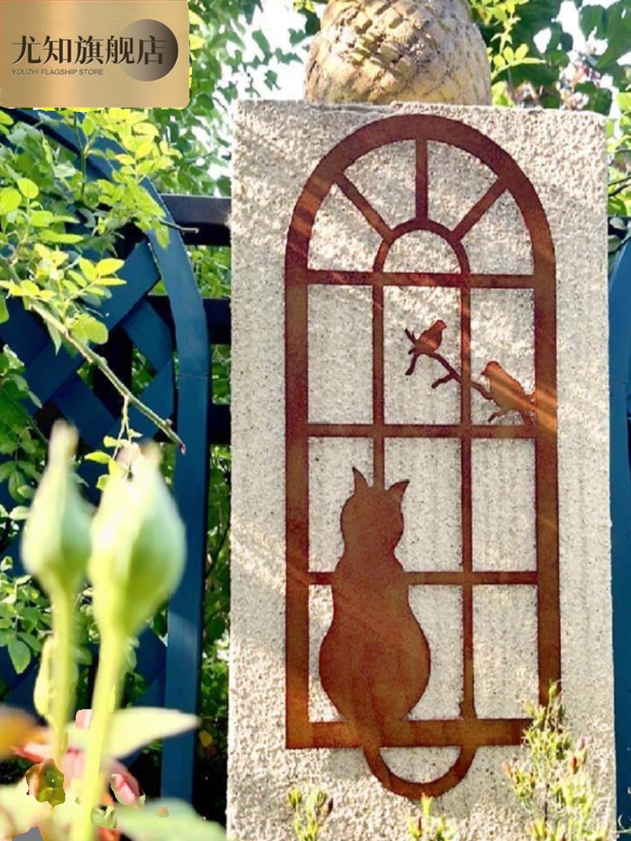 新品花园装饰户外铁艺猫咪窗户挂件壁挂墙饰庭院阳台布置墙壁挂饰