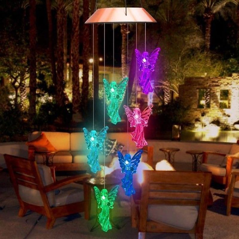 Garden Decoration Outdoor Solar Guardians Angel Wind Chime