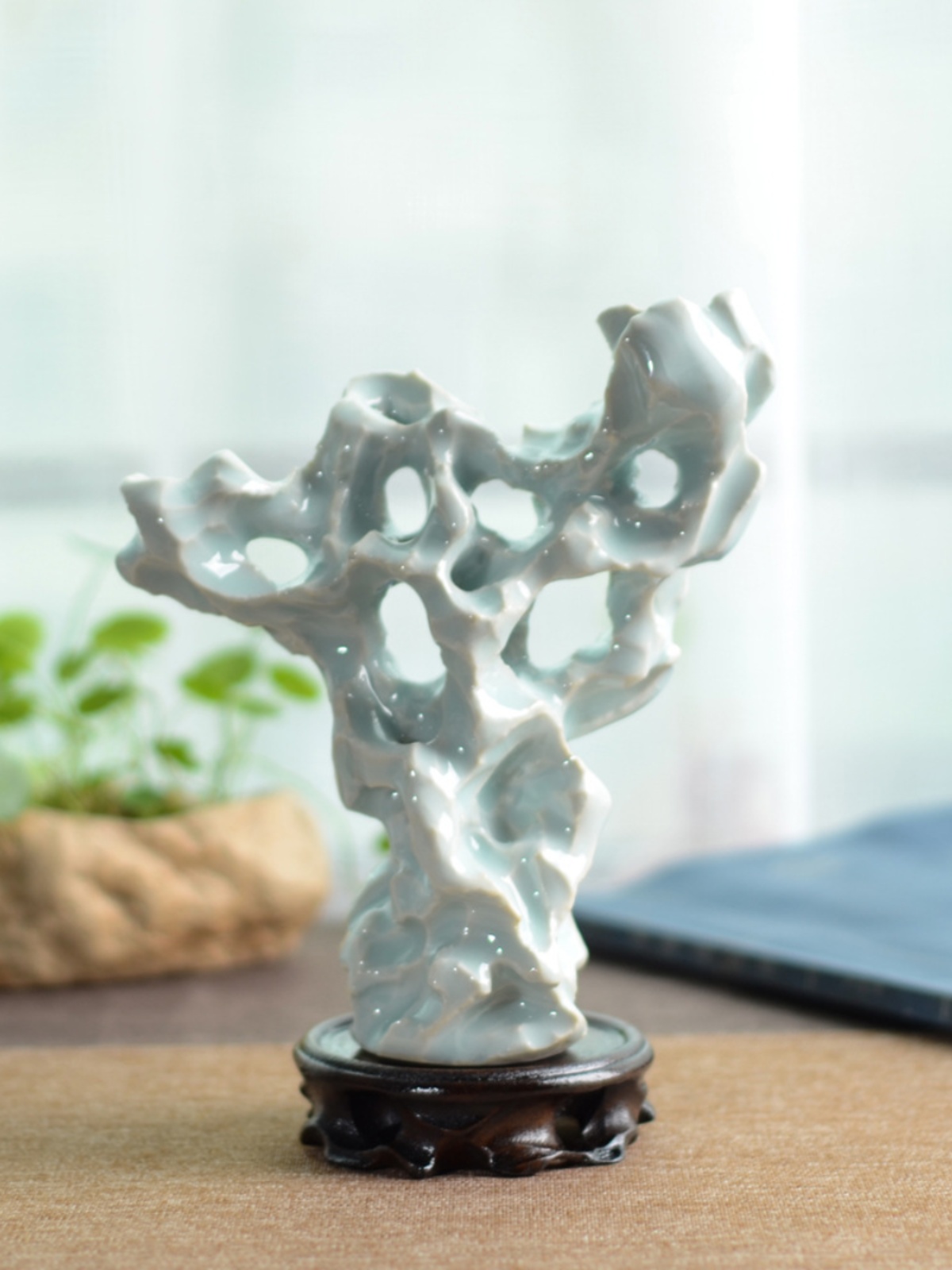 新青山石禅意现代中式陶瓷花瓶摆件艺术酒店软装家居客厅创意装厂