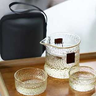 日式玻璃泡茶杯功夫茶具简易便携式办公室快客杯一壶二杯旅行套装