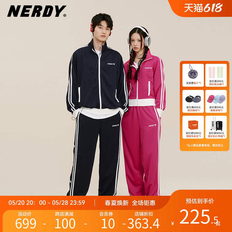 NERDY2023春夏新品韩国潮牌情侣同款宽松休闲运动服套装外套女