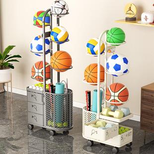 篮球收纳架落地置物架家用客厅玩具可移动运动器材瑜伽垫收纳架子