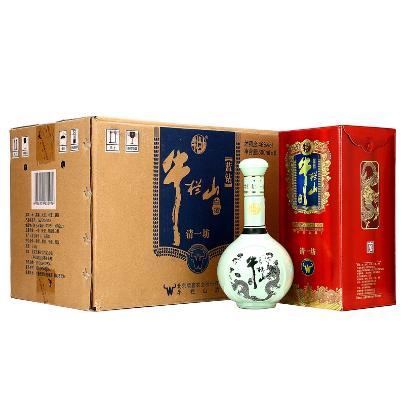 牛栏山二锅头白酒 清一坊 蓝钻/银钻  清香型 500ml*6 瓶整箱装