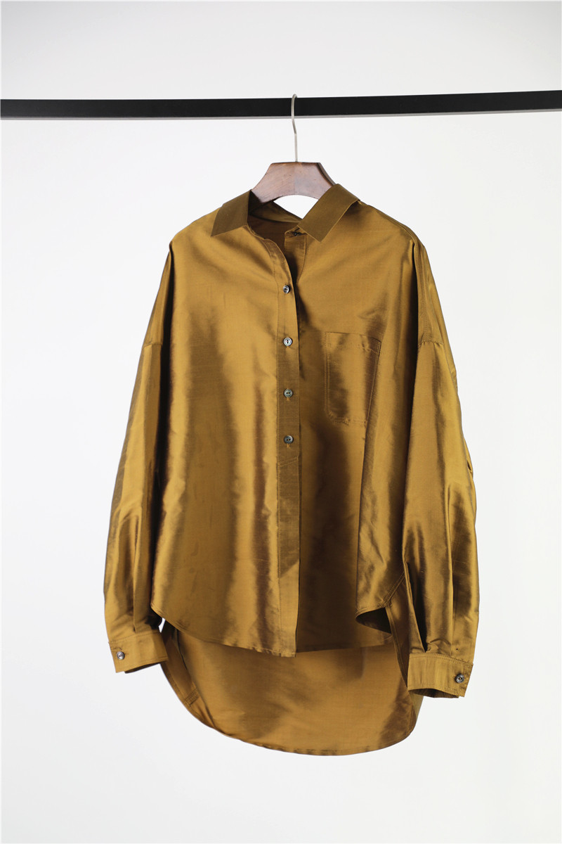 梦幻的金色!重磅双宫真丝 宽松廓形休闲衬衫上衣女