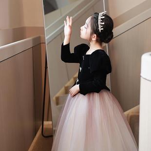 童公主儿童婚纱裙主持人服晚礼钢琴演出洋气女童长袖高端连衣NIR