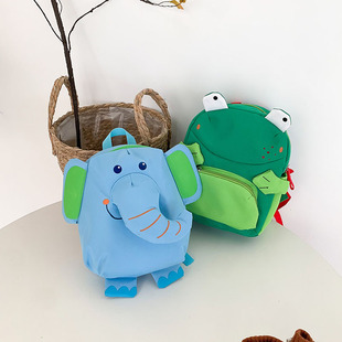 小朋友背包可爱青蛙大象动物配饰包幼儿园宝宝书包ins儿童双肩包