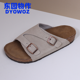 DYOWOZ/东园物作软木鞋平底休闲日系复古勃肯鞋外穿一脚蹬半拖