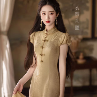 新中式高冷御姐风收腰又甜又辣裙子小个子超好看显瘦连衣裙女夏季