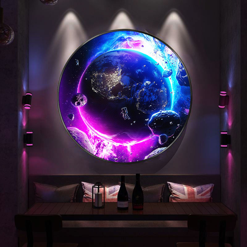 宇宙星球太空装饰画客厅卧室电竞房间银河系发光月球KTV酒吧挂画